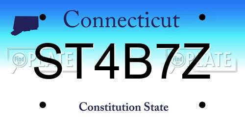 ST4B7Z Connecticut License Plate