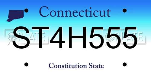 ST4H555 Connecticut License Plate