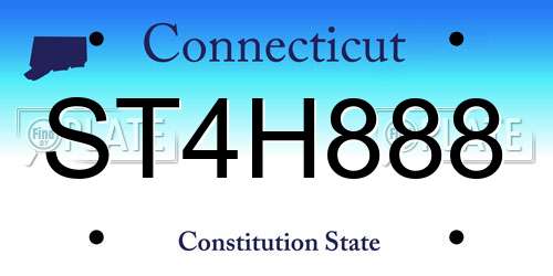 ST4H888 Connecticut License Plate