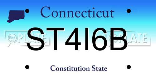 ST4I6B Connecticut License Plate
