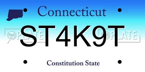 ST4K9T Connecticut License Plate