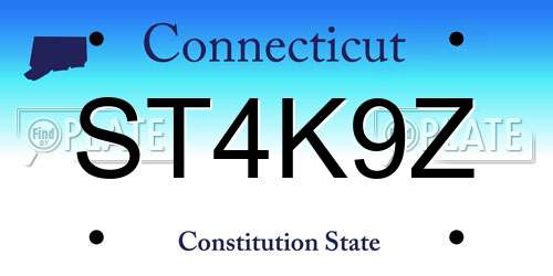 ST4K9Z Connecticut License Plate
