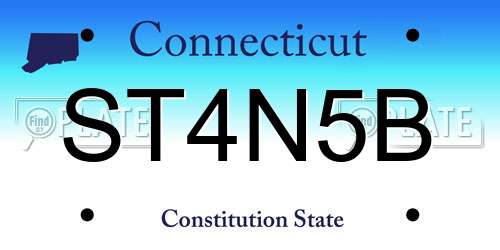 ST4N5B Connecticut License Plate