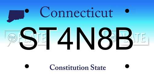 ST4N8B Connecticut License Plate