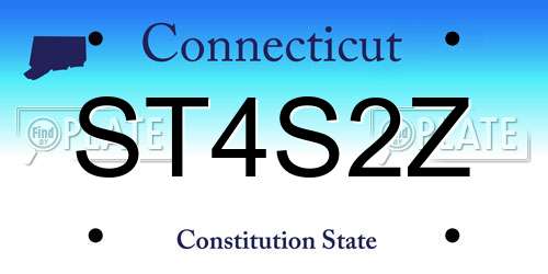 ST4S2Z Connecticut License Plate