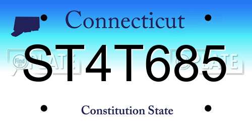 ST4T685 Connecticut License Plate