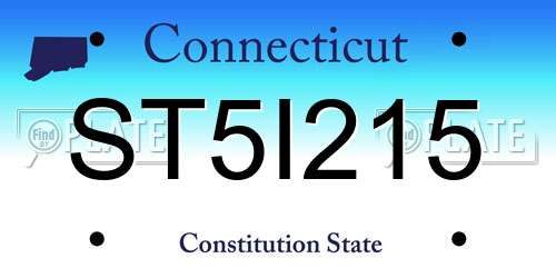 ST5I215 Connecticut License Plate