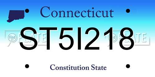 ST5I218 Connecticut License Plate