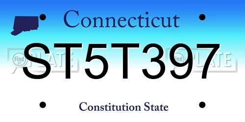 ST5T397 Connecticut License Plate