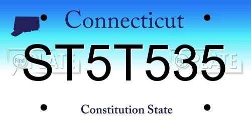 ST5T535 Connecticut License Plate