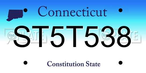 ST5T538 Connecticut License Plate