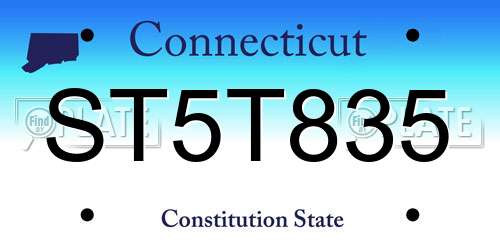 ST5T835 Connecticut License Plate