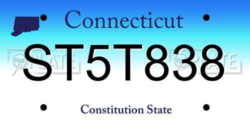 ST5T838 Connecticut License Plate