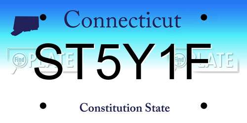 ST5Y1F Connecticut License Plate