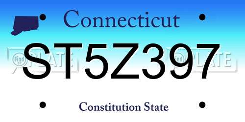 ST5Z397 Connecticut License Plate