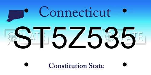 ST5Z535 Connecticut License Plate
