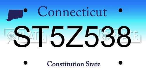 ST5Z538 Connecticut License Plate
