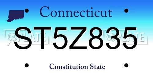 ST5Z835 Connecticut License Plate