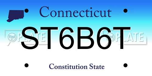 ST6B6T Connecticut License Plate