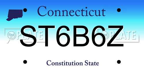 ST6B6Z Connecticut License Plate