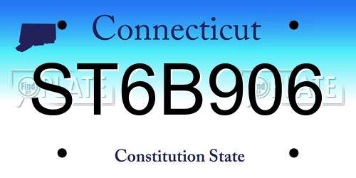 ST6B906 Connecticut License Plate