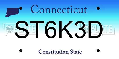 ST6K3D Connecticut License Plate