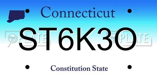 ST6K3O Connecticut License Plate
