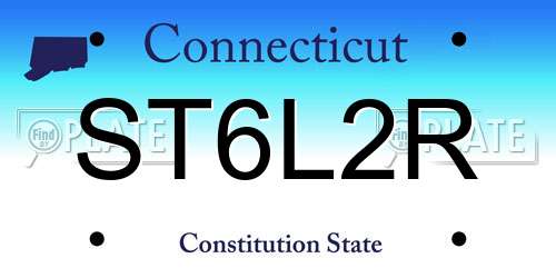 ST6L2R Connecticut License Plate