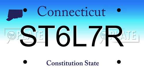 ST6L7R Connecticut License Plate