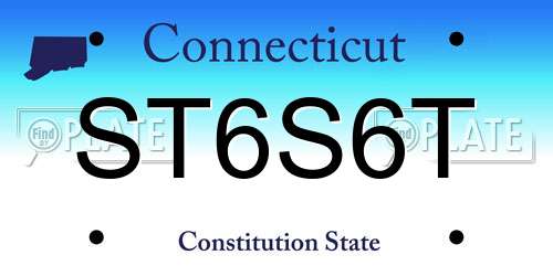 ST6S6T Connecticut License Plate