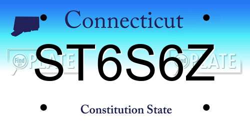 ST6S6Z Connecticut License Plate