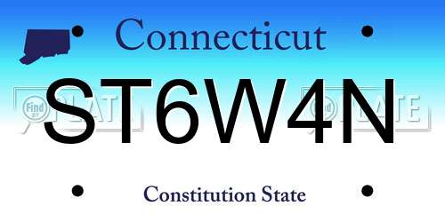 ST6W4N Connecticut License Plate