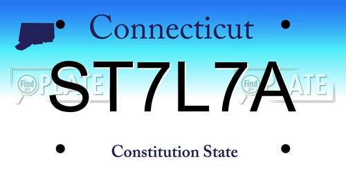 ST7L7A Connecticut License Plate