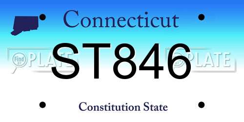 ST846 Connecticut License Plate