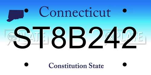 ST8B242 Connecticut License Plate