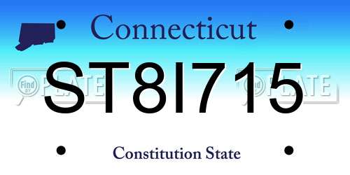 ST8I715 Connecticut License Plate