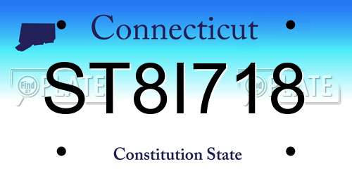 ST8I718 Connecticut License Plate