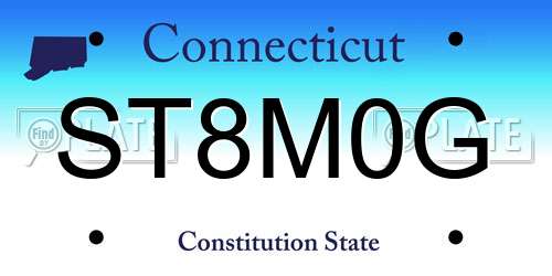 ST8M0G Connecticut License Plate