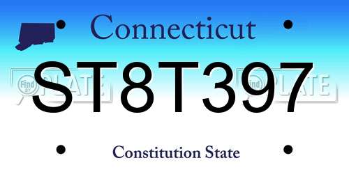 ST8T397 Connecticut License Plate