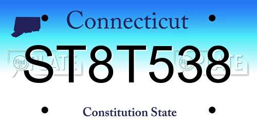 ST8T538 Connecticut License Plate