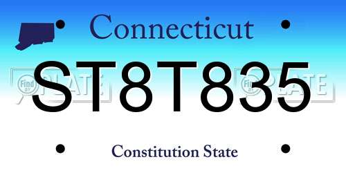 ST8T835 Connecticut License Plate