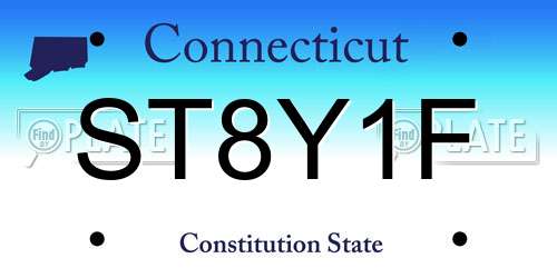 ST8Y1F Connecticut License Plate