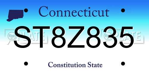 ST8Z835 Connecticut License Plate