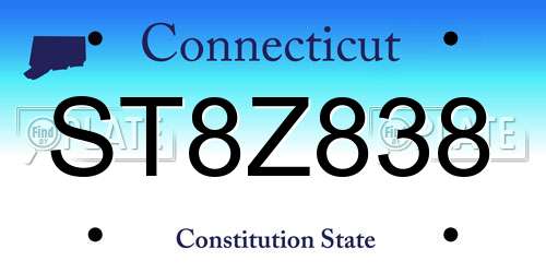 ST8Z838 Connecticut License Plate