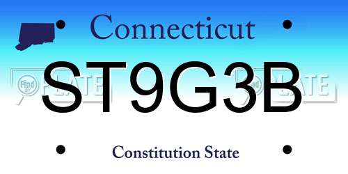 ST9G3B Connecticut License Plate