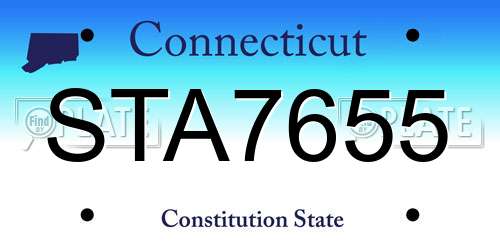STA7655 Connecticut License Plate