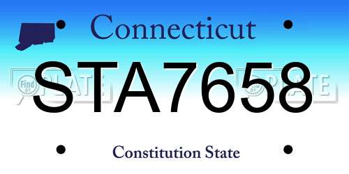 STA7658 Connecticut License Plate