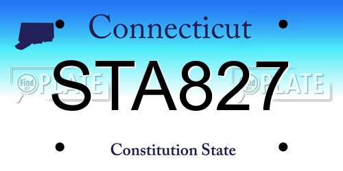 STA827 Connecticut License Plate