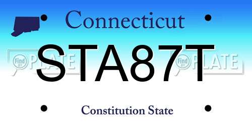 STA87T Connecticut License Plate