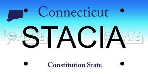 STACIA Connecticut License Plate